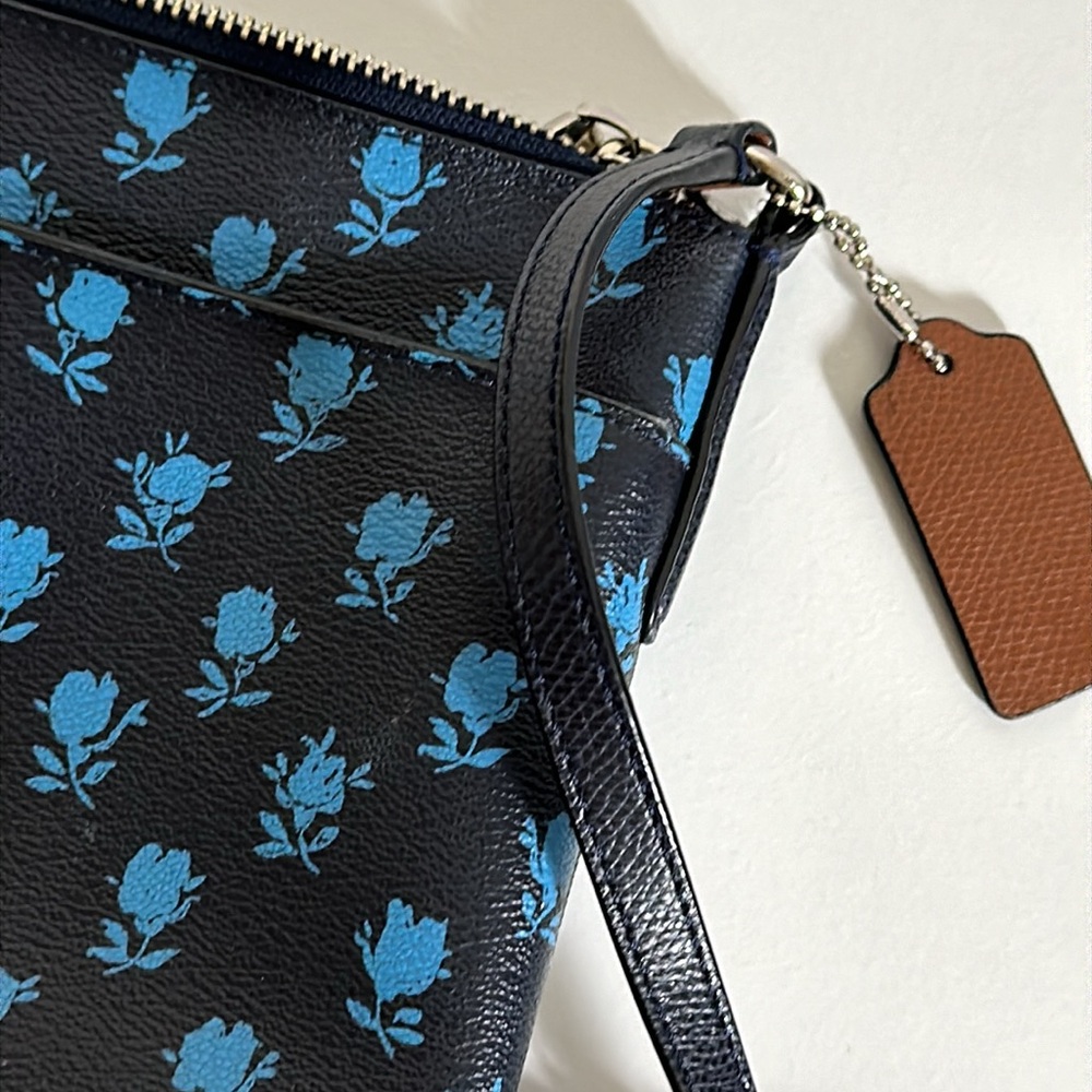 Coach Badlands Blue Midnight Floral East West Pop Out Pouch Crossbody Bag - Picture 9 of 14